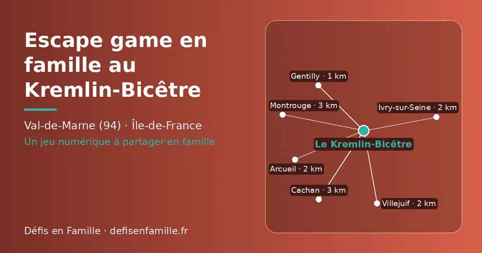Carte schématique : Le Kremlin-Bicêtre et les communes voisines présentées sur ce site (Gentilly, Villejuif, Arcueil, Ivry-sur-Seine, Cachan, Montrouge)
