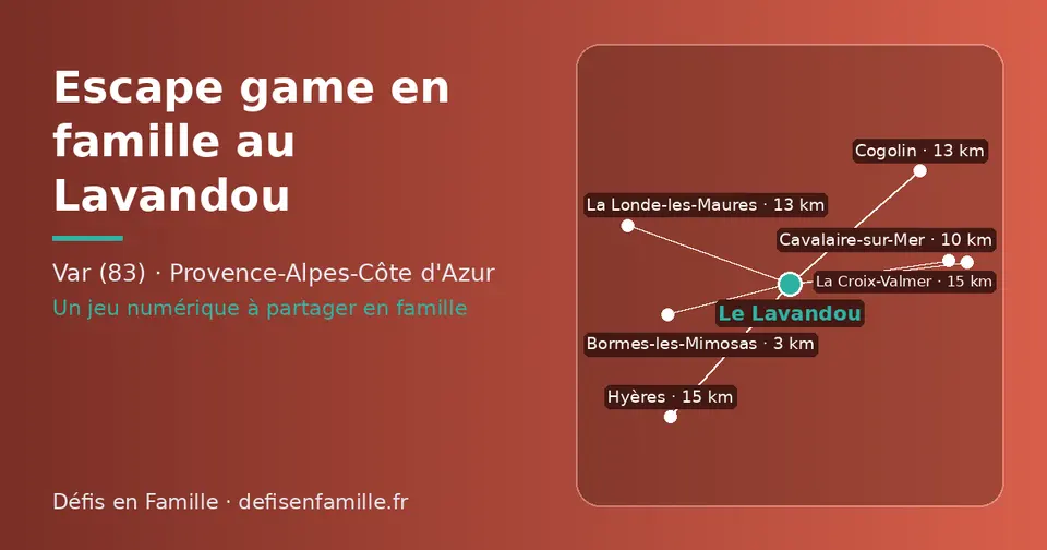 Carte schématique : Le Lavandou et les communes voisines présentées sur ce site (Bormes-les-Mimosas, Cavalaire-sur-Mer, La Londe-les-Maures, Cogolin, Hyères, La Croix-Valmer)