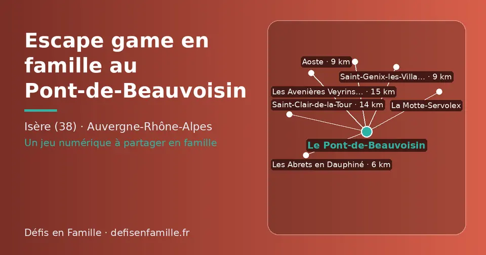 Carte schématique : Le Pont-de-Beauvoisin et les communes voisines présentées sur ce site (Les Abrets en Dauphiné, Aoste, Saint-Genix-les-Villages, Saint-Clair-de-la-Tour, Les Avenières Veyrins-Thuellin, La Motte-Servolex)