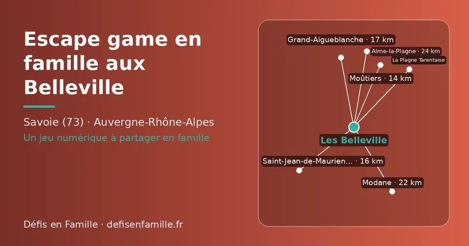 Carte schématique : Les Belleville et les communes voisines présentées sur ce site (Moûtiers, Saint-Jean-de-Maurienne, Grand-Aigueblanche, Modane, Aime-la-Plagne, La Plagne Tarentaise)
