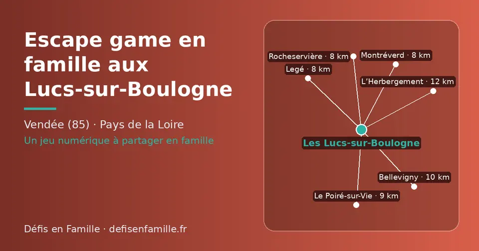 Carte schématique : Les Lucs-sur-Boulogne et les communes voisines présentées sur ce site (Rocheservière, Montréverd, Legé, Le Poiré-sur-Vie, Bellevigny, L’Herbergement)