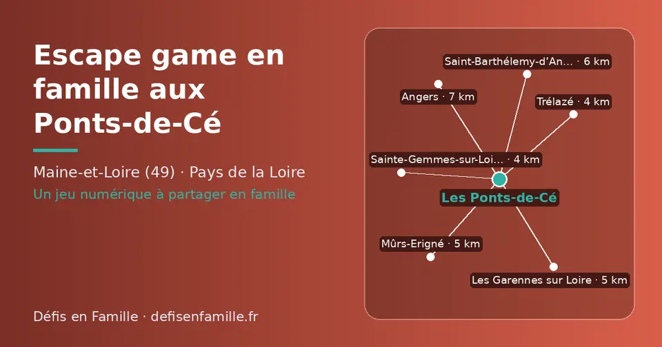 Carte schématique : Les Ponts-de-Cé et les communes voisines présentées sur ce site (Trélazé, Sainte-Gemmes-sur-Loire, Mûrs-Erigné, Les Garennes sur Loire, Saint-Barthélemy-d’Anjou, Angers)