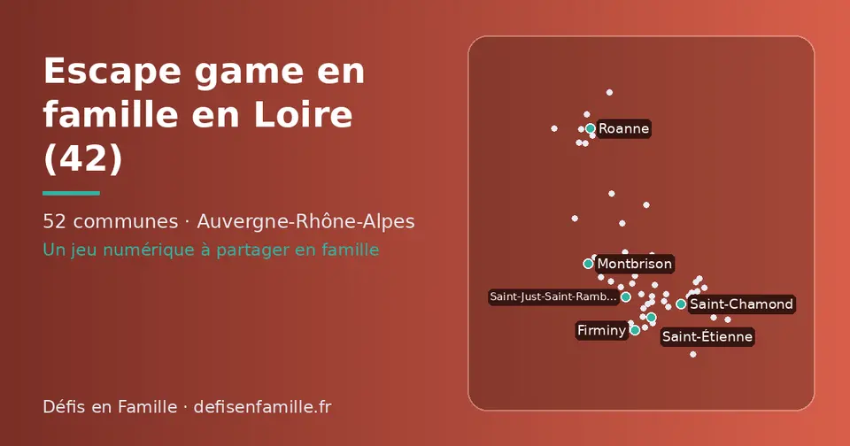 Carte schématique des 52 communes de la Loire présentées sur ce site
