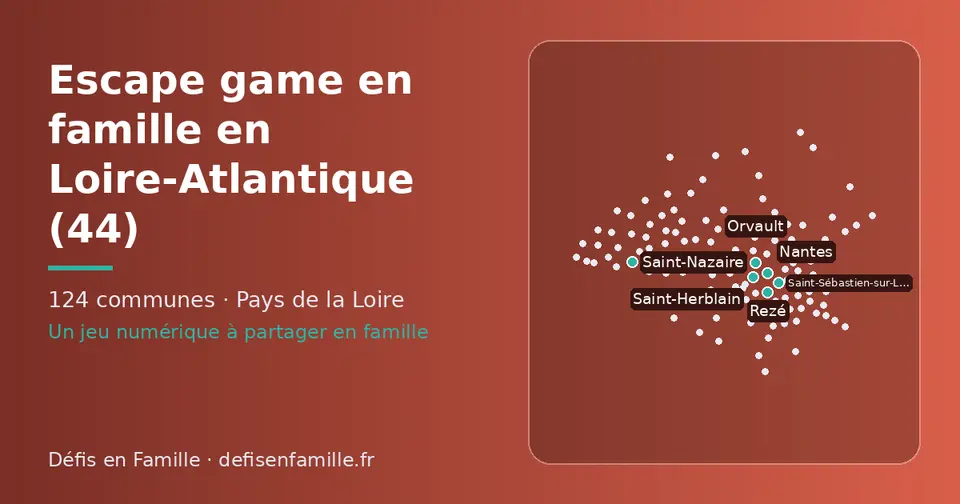 Carte schématique des 124 communes de la Loire-Atlantique présentées sur ce site