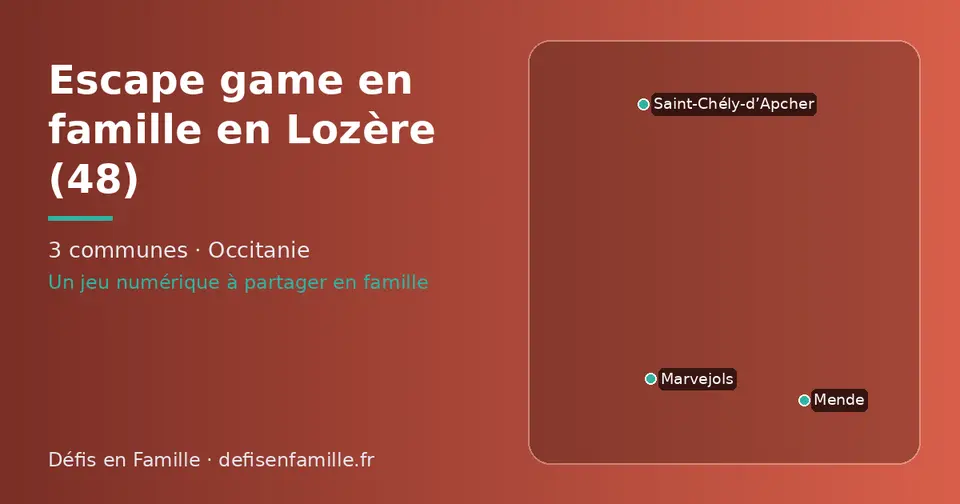 Carte schématique des 3 communes de la Lozère présentées sur ce site