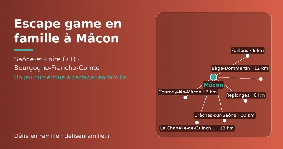 Carte schématique : Mâcon et les communes voisines présentées sur ce site (Charnay-lès-Mâcon, Replonges, Feillens, Crêches-sur-Saône, Bâgé-Dommartin, La Chapelle-de-Guinchay)