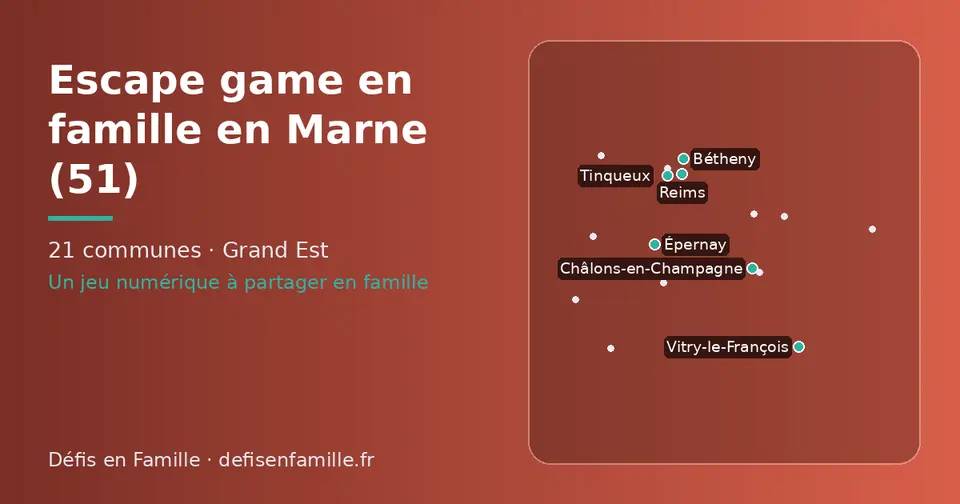 Carte schématique des 21 communes de la Marne présentées sur ce site