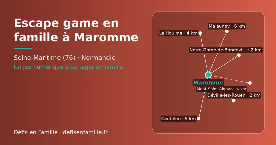 Carte schématique : Maromme et les communes voisines présentées sur ce site (Déville-lès-Rouen, Notre-Dame-de-Bondeville, Mont-Saint-Aignan, Le Houlme, Canteleu, Malaunay)
