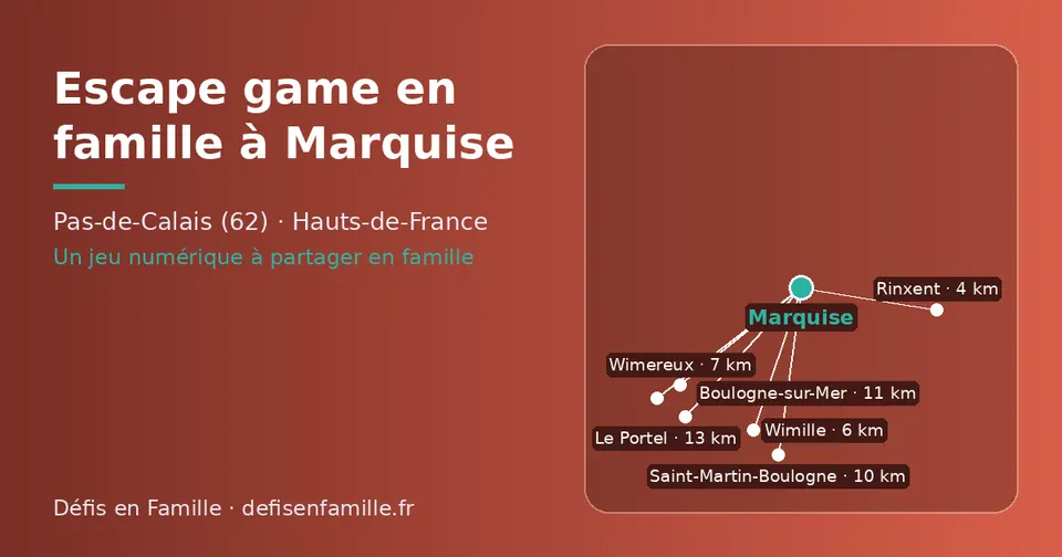 Carte schématique : Marquise et les communes voisines présentées sur ce site (Rinxent, Wimille, Wimereux, Saint-Martin-Boulogne, Boulogne-sur-Mer, Le Portel)