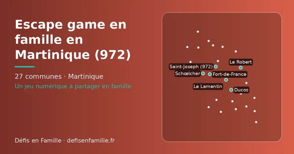 Carte schématique des 27 communes de la Martinique présentées sur ce site