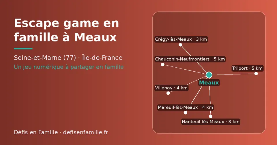 Carte schématique : Meaux et les communes voisines présentées sur ce site (Nanteuil-lès-Meaux, Crégy-lès-Meaux, Mareuil-lès-Meaux, Villenoy, Trilport, Chauconin-Neufmontiers)