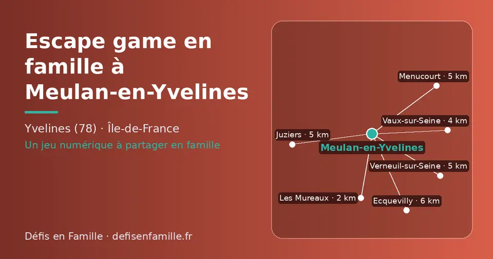 Carte schématique : Meulan-en-Yvelines et les communes voisines présentées sur ce site (Les Mureaux, Vaux-sur-Seine, Verneuil-sur-Seine, Juziers, Menucourt, Ecquevilly)