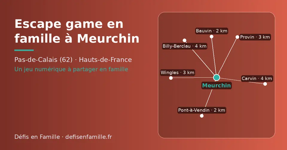 Carte schématique : Meurchin et les communes voisines présentées sur ce site (Pont-à-Vendin, Bauvin, Provin, Wingles, Billy-Berclau, Carvin)