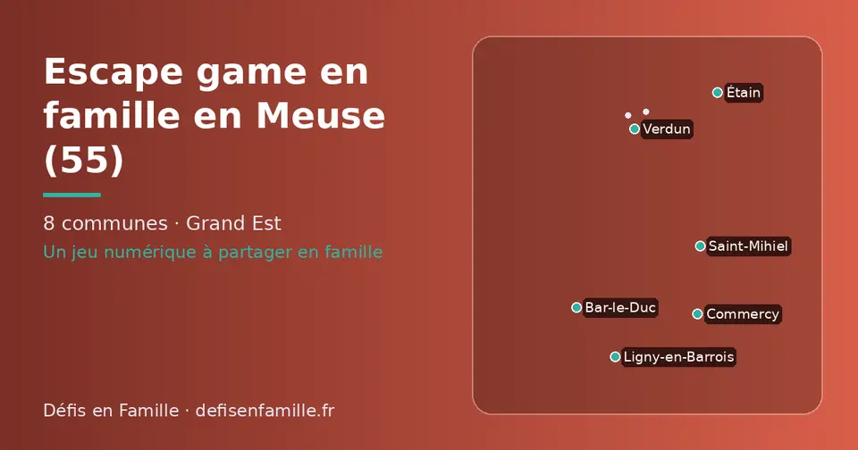 Carte schématique des 8 communes de la Meuse présentées sur ce site