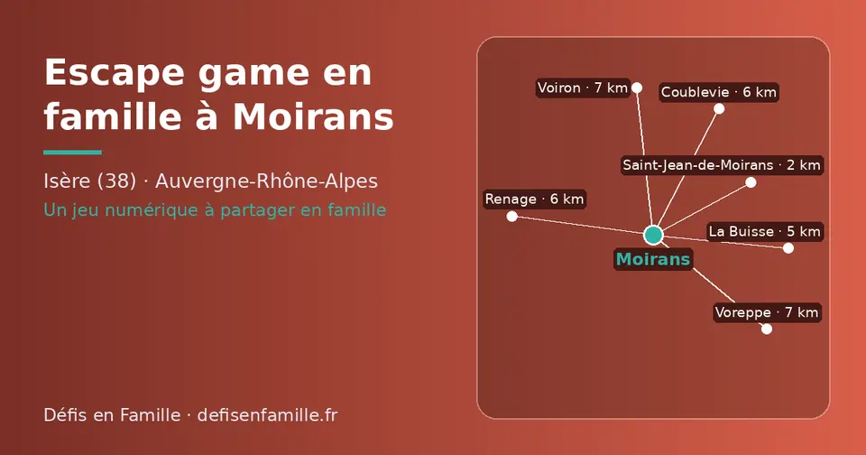 Carte schématique : Moirans et les communes voisines présentées sur ce site (Saint-Jean-de-Moirans, La Buisse, Coublevie, Renage, Voiron, Voreppe)