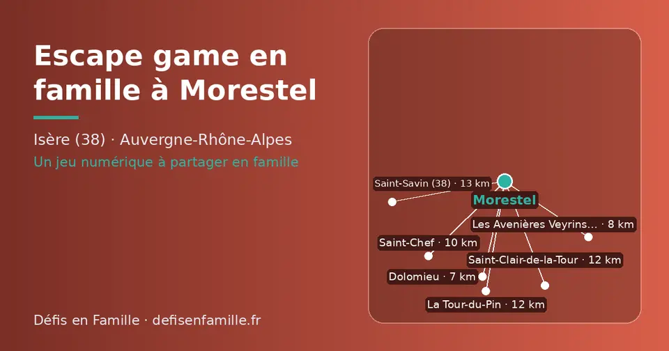 Carte schématique : Morestel et les communes voisines présentées sur ce site (Dolomieu, Les Avenières Veyrins-Thuellin, Saint-Chef, La Tour-du-Pin, Saint-Clair-de-la-Tour, Saint-Savin (38))