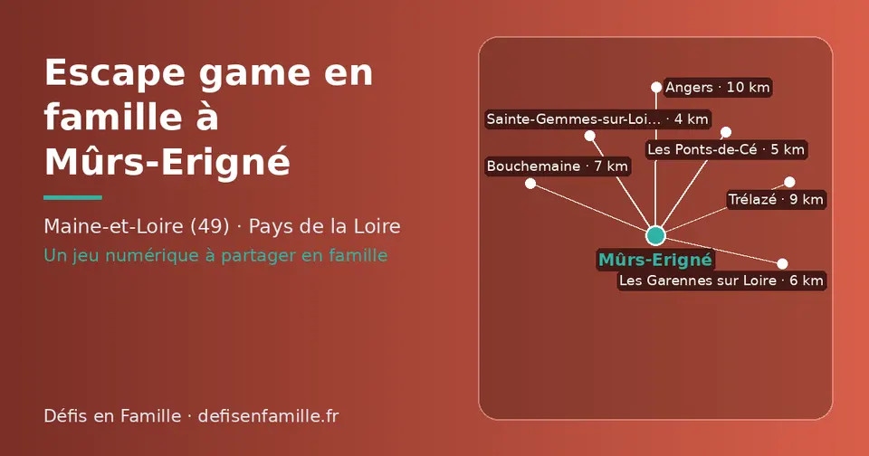 Carte schématique : Mûrs-Erigné et les communes voisines présentées sur ce site (Sainte-Gemmes-sur-Loire, Les Ponts-de-Cé, Les Garennes sur Loire, Bouchemaine, Trélazé, Angers)