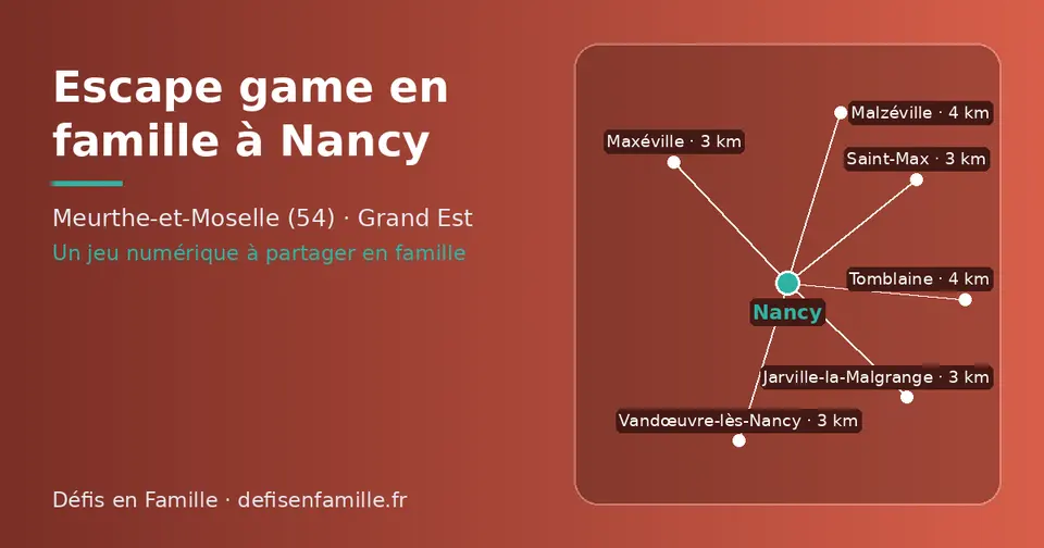 Carte schématique : Nancy et les communes voisines présentées sur ce site (Saint-Max, Maxéville, Vandœuvre-lès-Nancy, Jarville-la-Malgrange, Tomblaine, Malzéville)