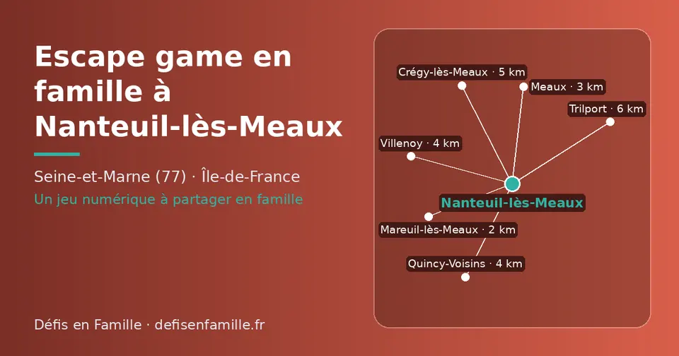 Carte schématique : Nanteuil-lès-Meaux et les communes voisines présentées sur ce site (Mareuil-lès-Meaux, Meaux, Villenoy, Quincy-Voisins, Crégy-lès-Meaux, Trilport)