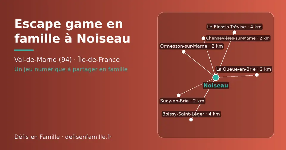 Carte schématique : Noiseau et les communes voisines présentées sur ce site (Sucy-en-Brie, Ormesson-sur-Marne, La Queue-en-Brie, Chennevières-sur-Marne, Le Plessis-Trévise, Boissy-Saint-Léger)