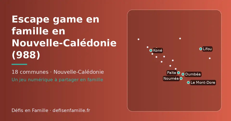 Carte schématique des 18 communes de la Nouvelle-Calédonie présentées sur ce site