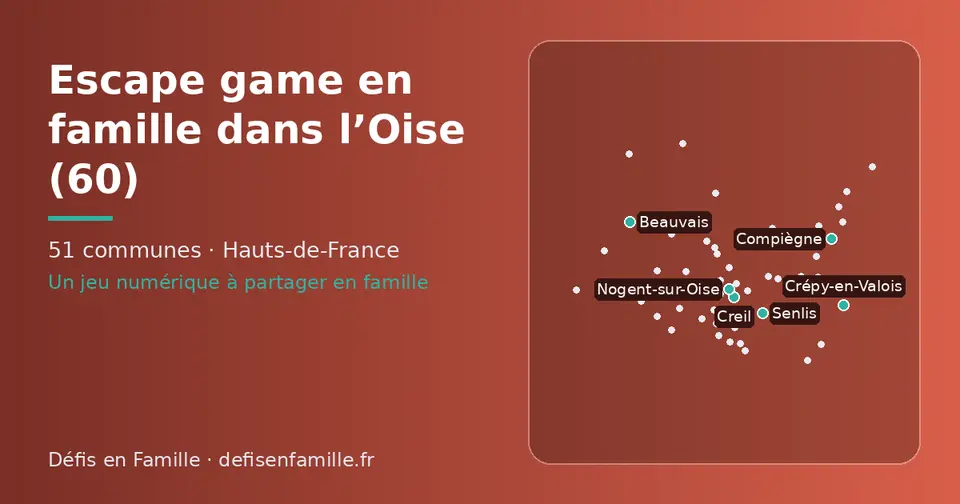 Carte schématique des 51 communes de l’Oise présentées sur ce site