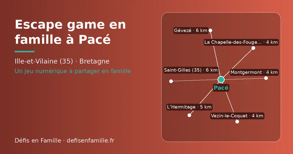 Carte schématique : Pacé et les communes voisines présentées sur ce site (La Chapelle-des-Fougeretz, Montgermont, Vezin-le-Coquet, L’Hermitage, Saint-Gilles (35), Gévezé)