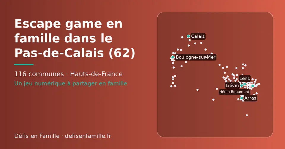 Carte schématique des 116 communes du Pas-de-Calais présentées sur ce site
