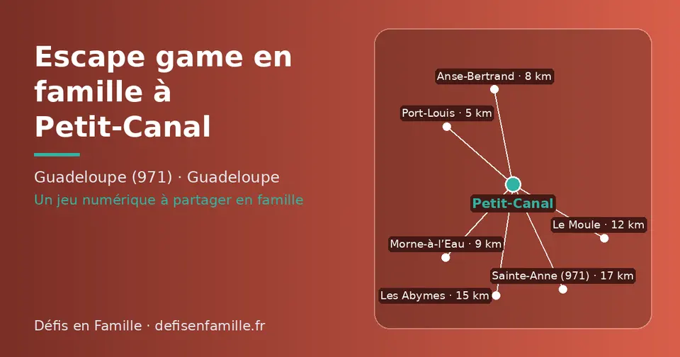 Carte schématique : Petit-Canal et les communes voisines présentées sur ce site (Port-Louis, Anse-Bertrand, Morne-à-l’Eau, Le Moule, Les Abymes, Sainte-Anne (971))