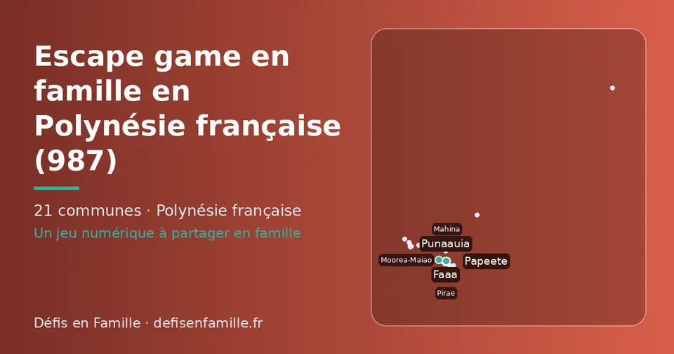 Carte schématique des 21 communes de la Polynésie française présentées sur ce site
