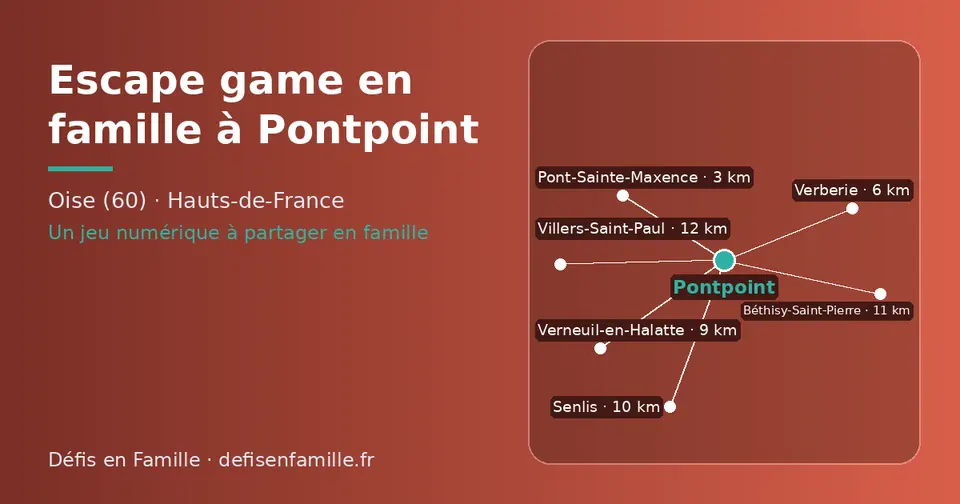 Carte schématique : Pontpoint et les communes voisines présentées sur ce site (Pont-Sainte-Maxence, Verberie, Verneuil-en-Halatte, Senlis, Béthisy-Saint-Pierre, Villers-Saint-Paul)
