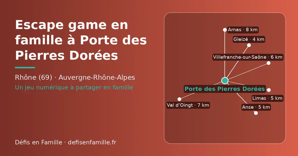 Carte schématique : Porte des Pierres Dorées et les communes voisines présentées sur ce site (Gleizé, Anse, Limas, Villefranche-sur-Saône, Val d’Oingt, Arnas)