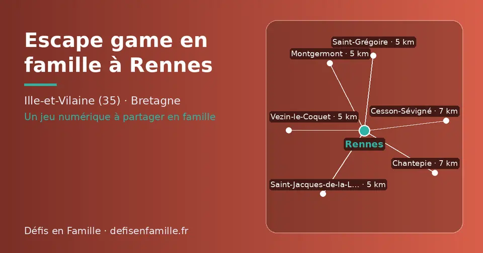 Carte schématique : Rennes et les communes voisines présentées sur ce site (Vezin-le-Coquet, Montgermont, Saint-Grégoire, Saint-Jacques-de-la-Lande, Cesson-Sévigné, Chantepie)
