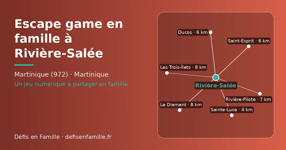 Carte schématique : Rivière-Salée et les communes voisines présentées sur ce site (Sainte-Luce, Saint-Esprit, Ducos, Rivière-Pilote, Le Diamant, Les Trois-Îlets)