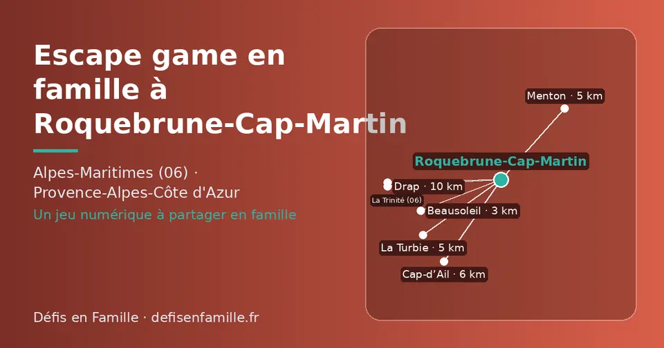 Carte schématique : Roquebrune-Cap-Martin et les communes voisines présentées sur ce site (Beausoleil, Menton, La Turbie, Cap-d’Ail, Drap, La Trinité (06))