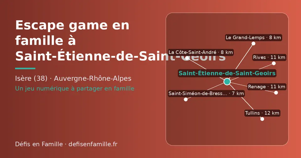 Carte schématique : Saint-Étienne-de-Saint-Geoirs et les communes voisines présentées sur ce site (Saint-Siméon-de-Bressieux, Le Grand-Lemps, La Côte-Saint-André, Rives, Renage, Tullins)