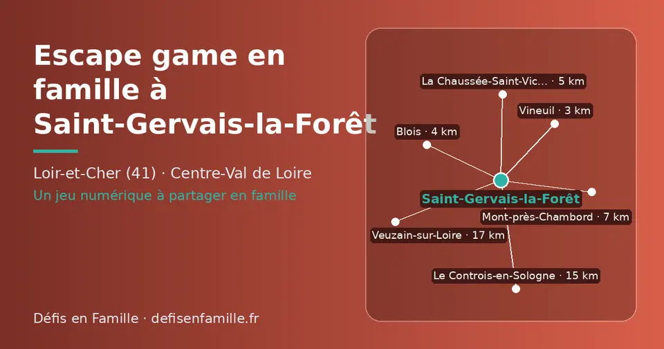Carte schématique : Saint-Gervais-la-Forêt et les communes voisines présentées sur ce site (Vineuil, Blois, La Chaussée-Saint-Victor, Mont-près-Chambord, Le Controis-en-Sologne, Veuzain-sur-Loire)
