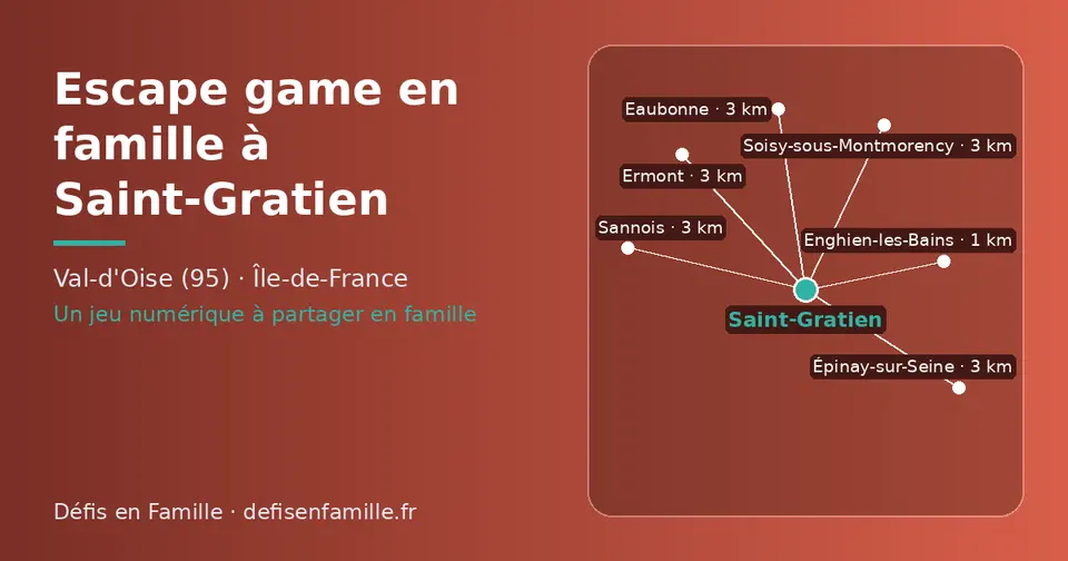 Carte schématique : Saint-Gratien et les communes voisines présentées sur ce site (Enghien-les-Bains, Sannois, Soisy-sous-Montmorency, Eaubonne, Épinay-sur-Seine, Ermont)
