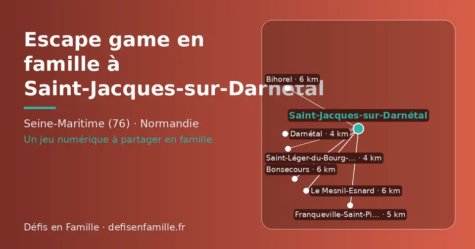 Carte schématique : Saint-Jacques-sur-Darnétal et les communes voisines présentées sur ce site (Saint-Léger-du-Bourg-Denis, Darnétal, Franqueville-Saint-Pierre, Bonsecours, Bihorel, Le Mesnil-Esnard)