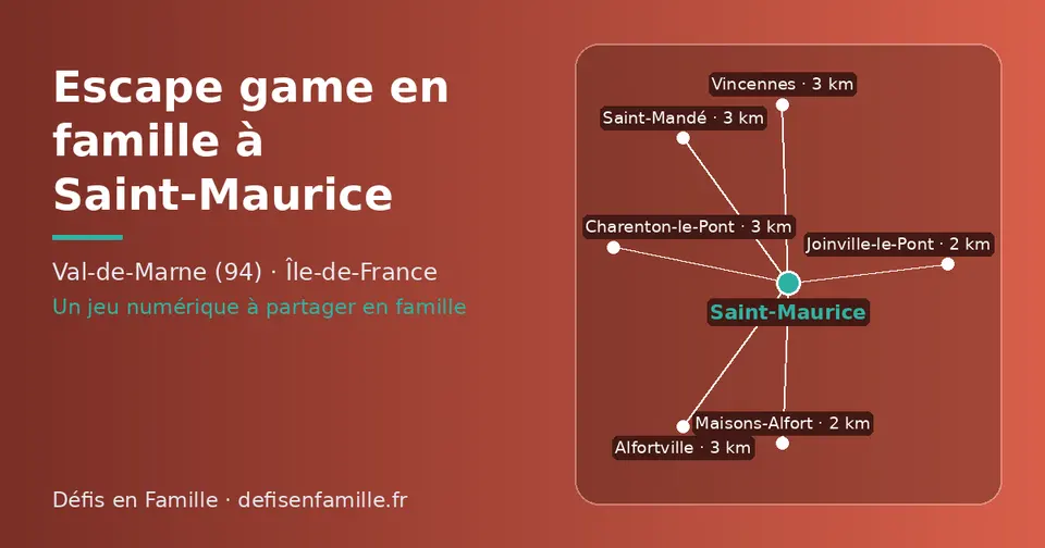 Carte schématique : Saint-Maurice et les communes voisines présentées sur ce site (Maisons-Alfort, Joinville-le-Pont, Charenton-le-Pont, Alfortville, Saint-Mandé, Vincennes)