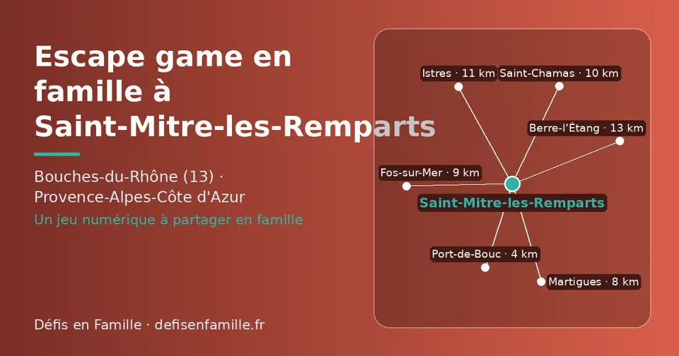 Carte schématique : Saint-Mitre-les-Remparts et les communes voisines présentées sur ce site (Port-de-Bouc, Martigues, Fos-sur-Mer, Saint-Chamas, Istres, Berre-l’Étang)