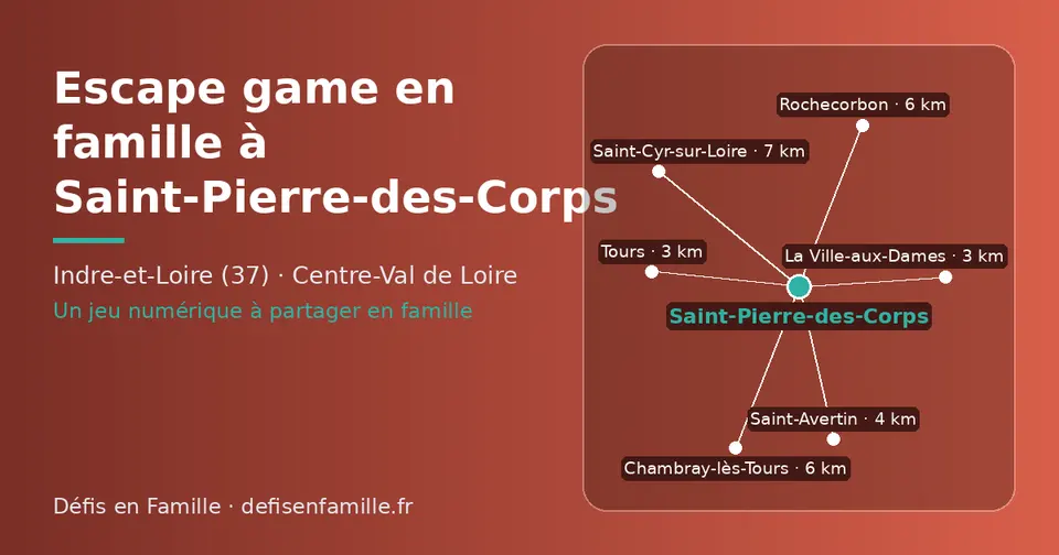 Carte schématique : Saint-Pierre-des-Corps et les communes voisines présentées sur ce site (Tours, La Ville-aux-Dames, Saint-Avertin, Rochecorbon, Chambray-lès-Tours, Saint-Cyr-sur-Loire)