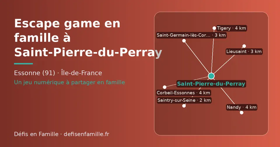 Carte schématique : Saint-Pierre-du-Perray et les communes voisines présentées sur ce site (Saintry-sur-Seine, Saint-Germain-lès-Corbeil, Lieusaint, Nandy, Corbeil-Essonnes, Tigery)