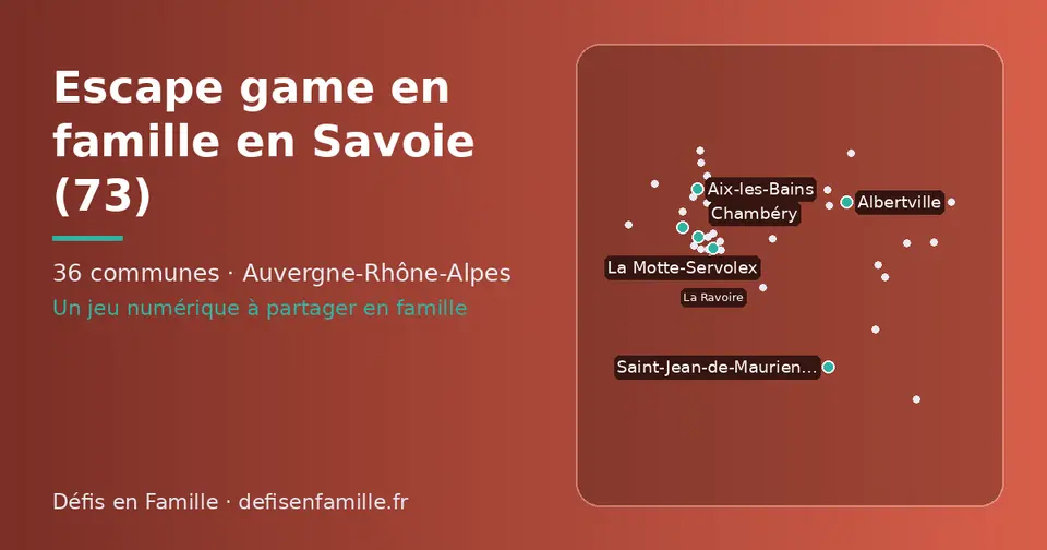 Carte schématique des 36 communes de la Savoie présentées sur ce site