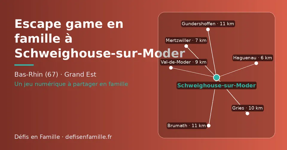 Carte schématique : Schweighouse-sur-Moder et les communes voisines présentées sur ce site (Haguenau, Mertzwiller, Val-de-Moder, Gries, Gundershoffen, Brumath)