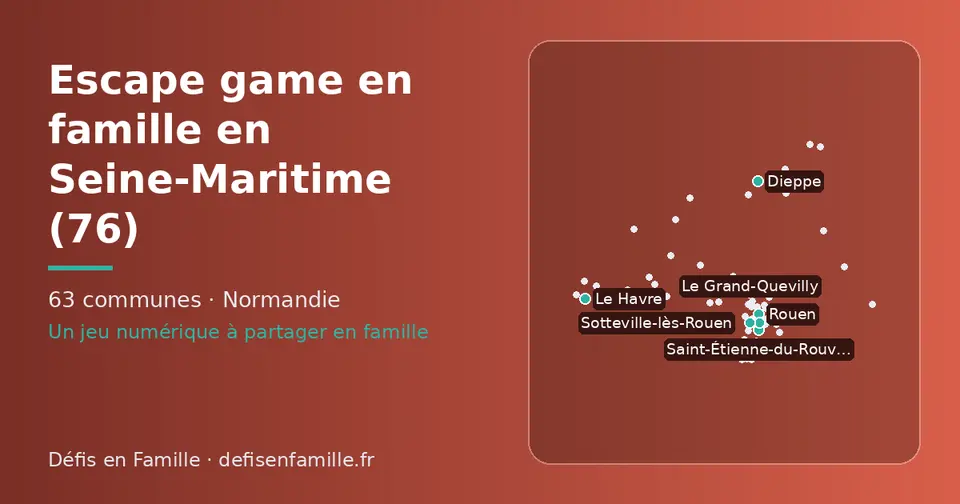 Carte schématique des 63 communes de la Seine-Maritime présentées sur ce site
