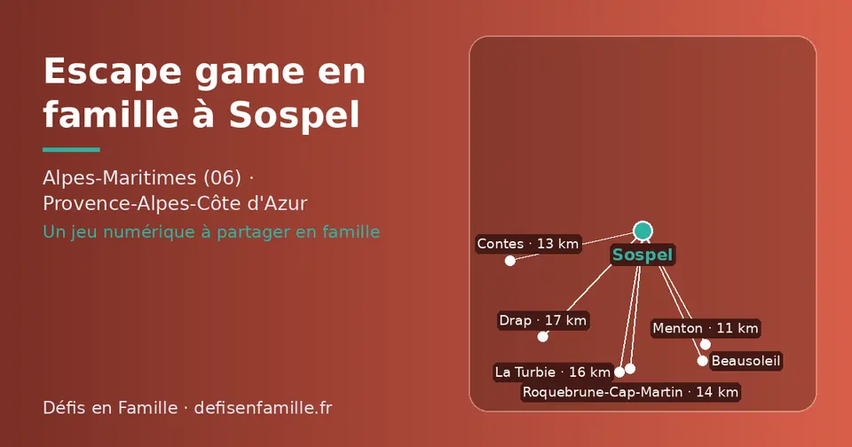 Carte schématique : Sospel et les communes voisines présentées sur ce site (Menton, Contes, Roquebrune-Cap-Martin, Beausoleil, La Turbie, Drap)