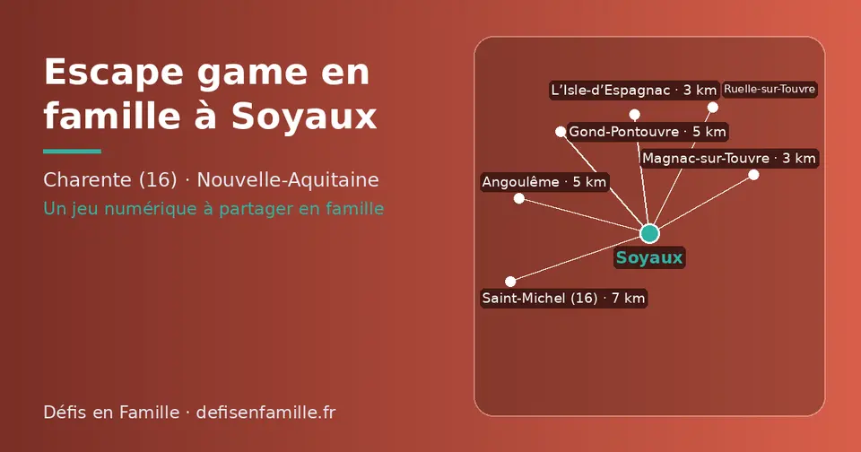 Carte schématique : Soyaux et les communes voisines présentées sur ce site (L’Isle-d’Espagnac, Magnac-sur-Touvre, Angoulême, Gond-Pontouvre, Ruelle-sur-Touvre, Saint-Michel (16))