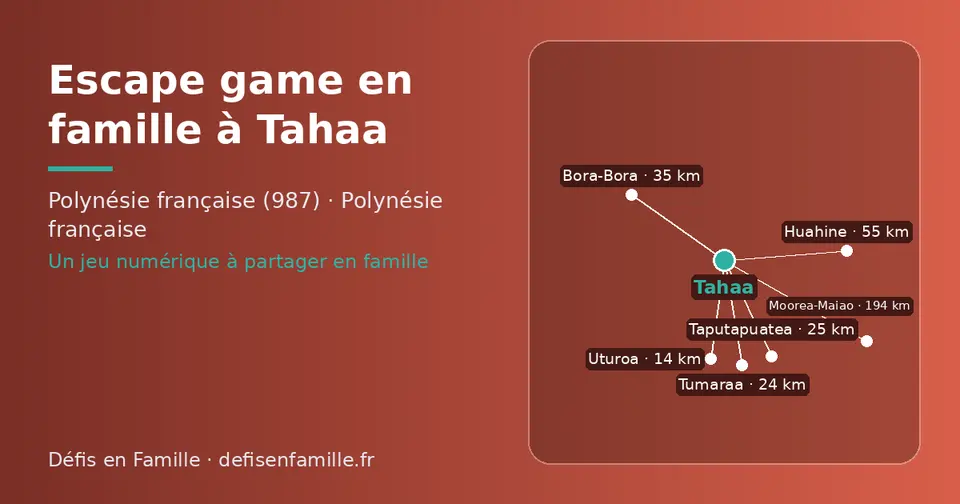 Carte schématique : Tahaa et les communes voisines présentées sur ce site (Uturoa, Tumaraa, Taputapuatea, Bora-Bora, Huahine, Moorea-Maiao)