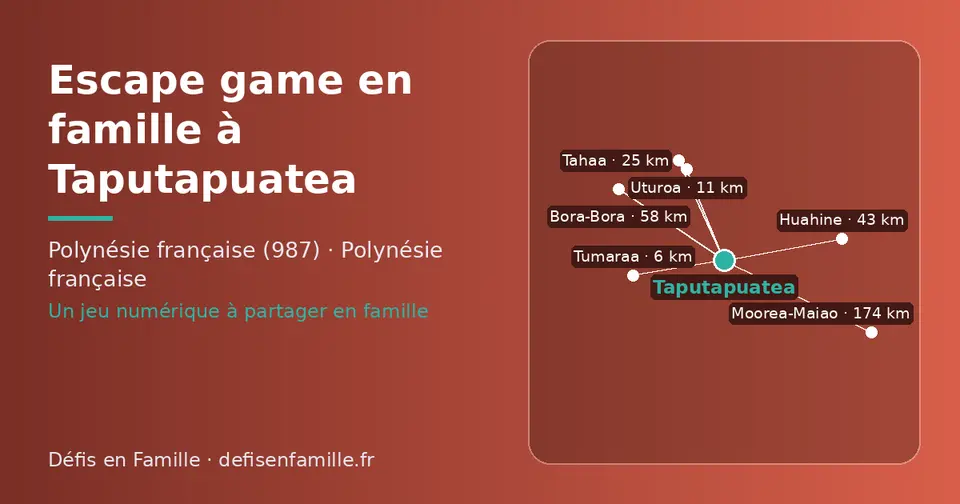 Carte schématique : Taputapuatea et les communes voisines présentées sur ce site (Tumaraa, Uturoa, Tahaa, Huahine, Bora-Bora, Moorea-Maiao)